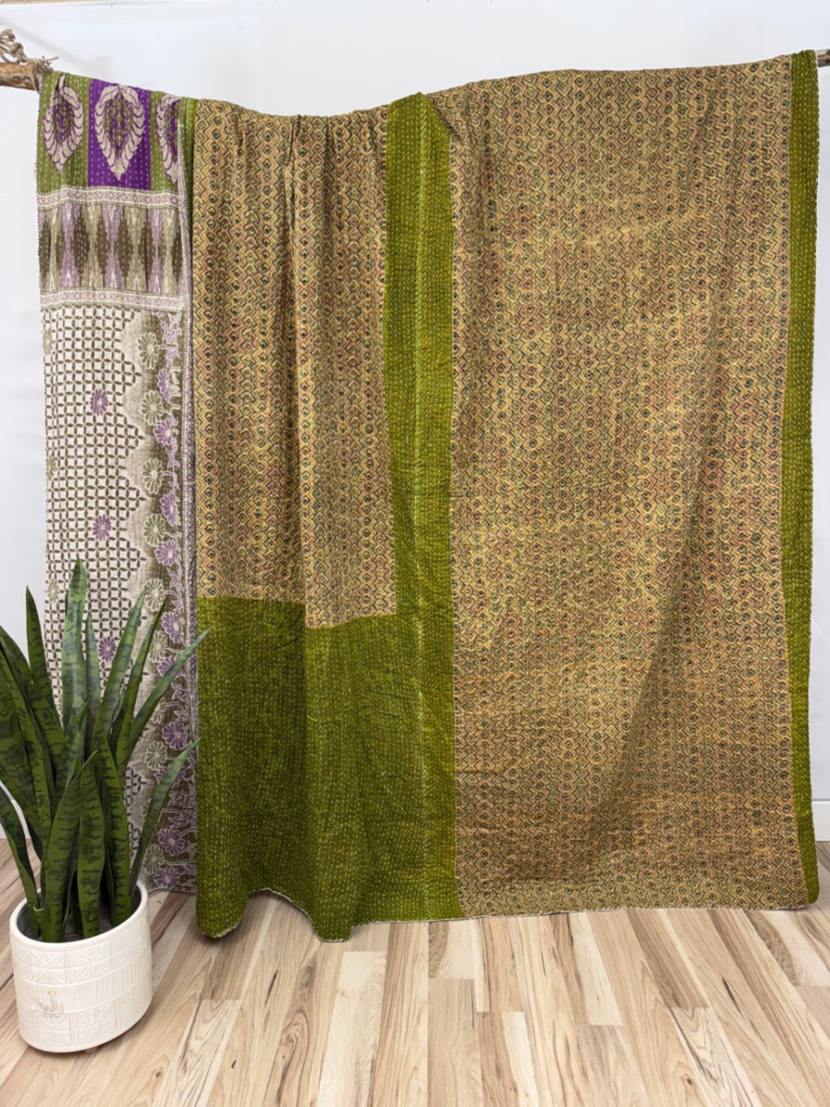 Queen Vintage Cotton Kantha Quilt