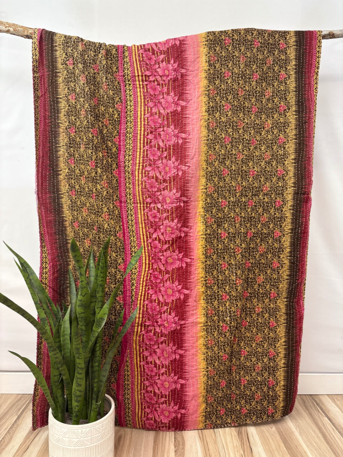 Twin Vintage Cotton Kantha Quilt