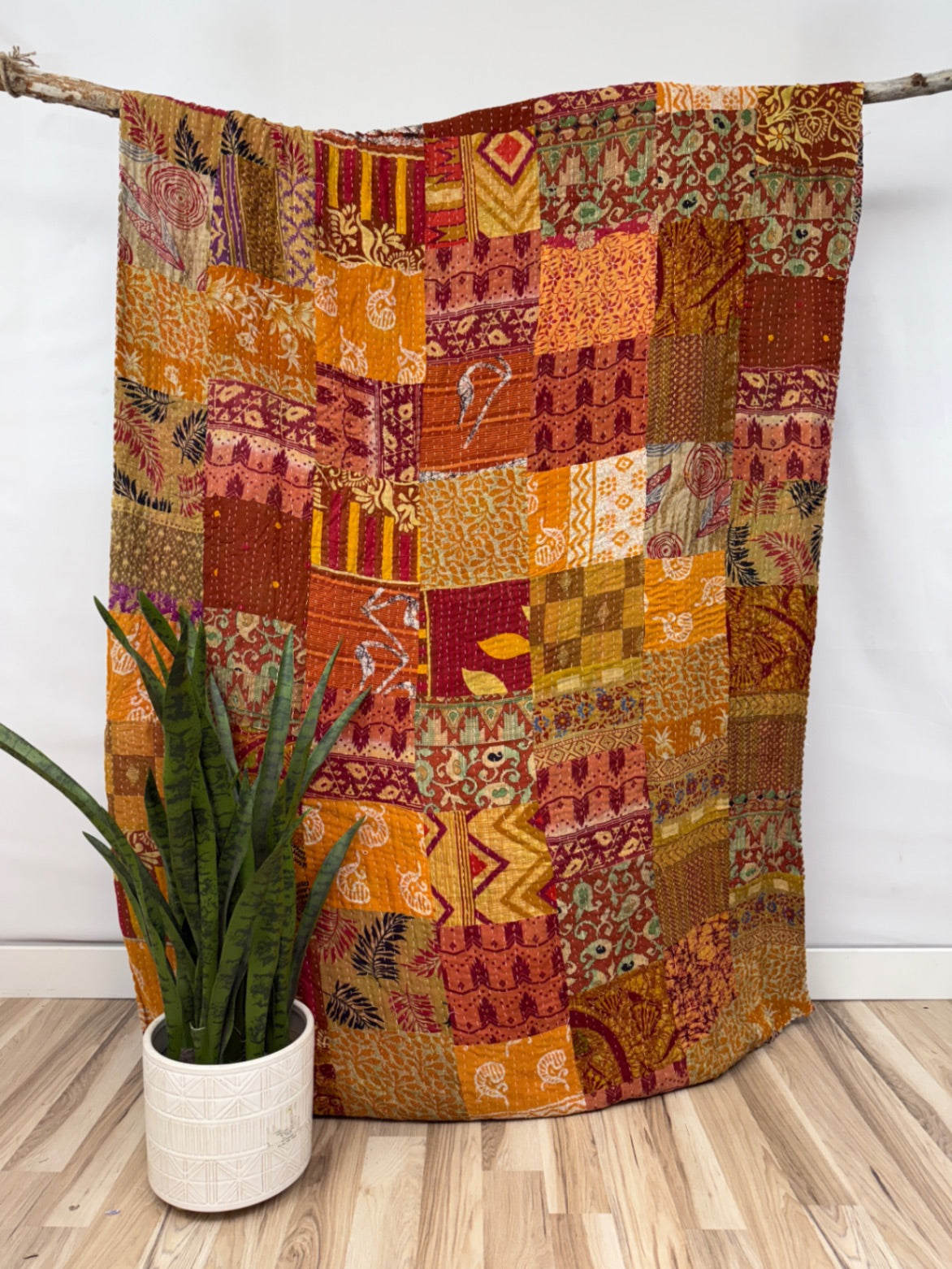Patchwork Vintage Cotton Kantha Quilt - Twin