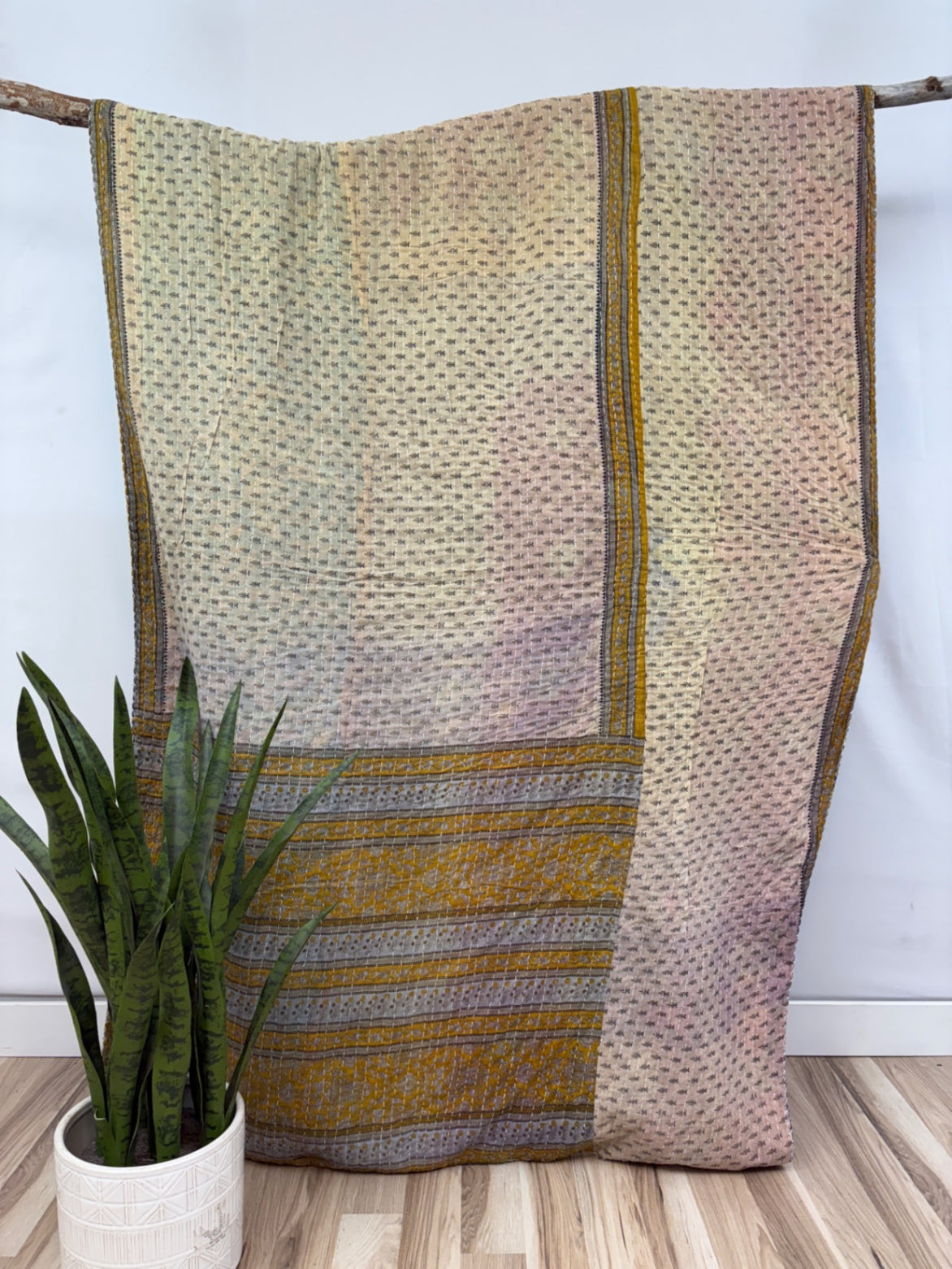 Twin Vintage Cotton Kantha Quilt