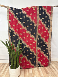 Vintage Cotton Kantha Quilt - Twin