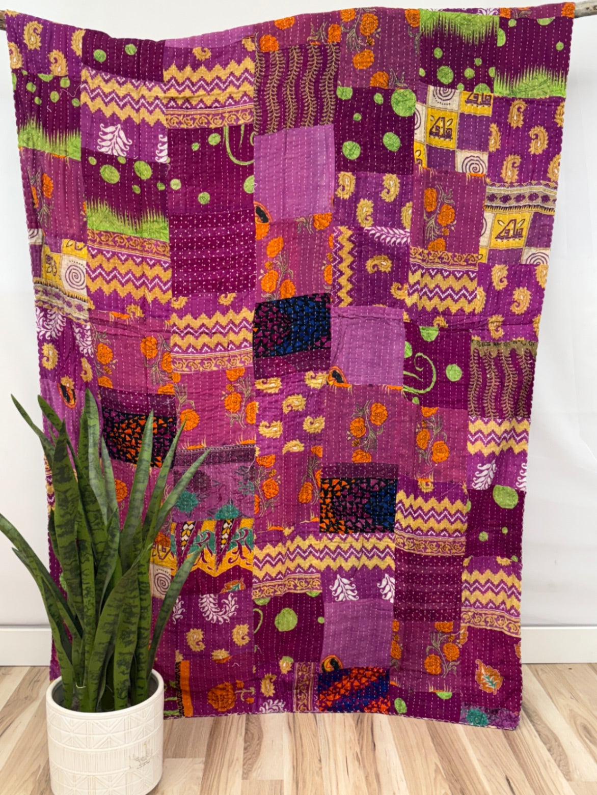 Patchwork Vintage Cotton Kantha Quilt - Twin