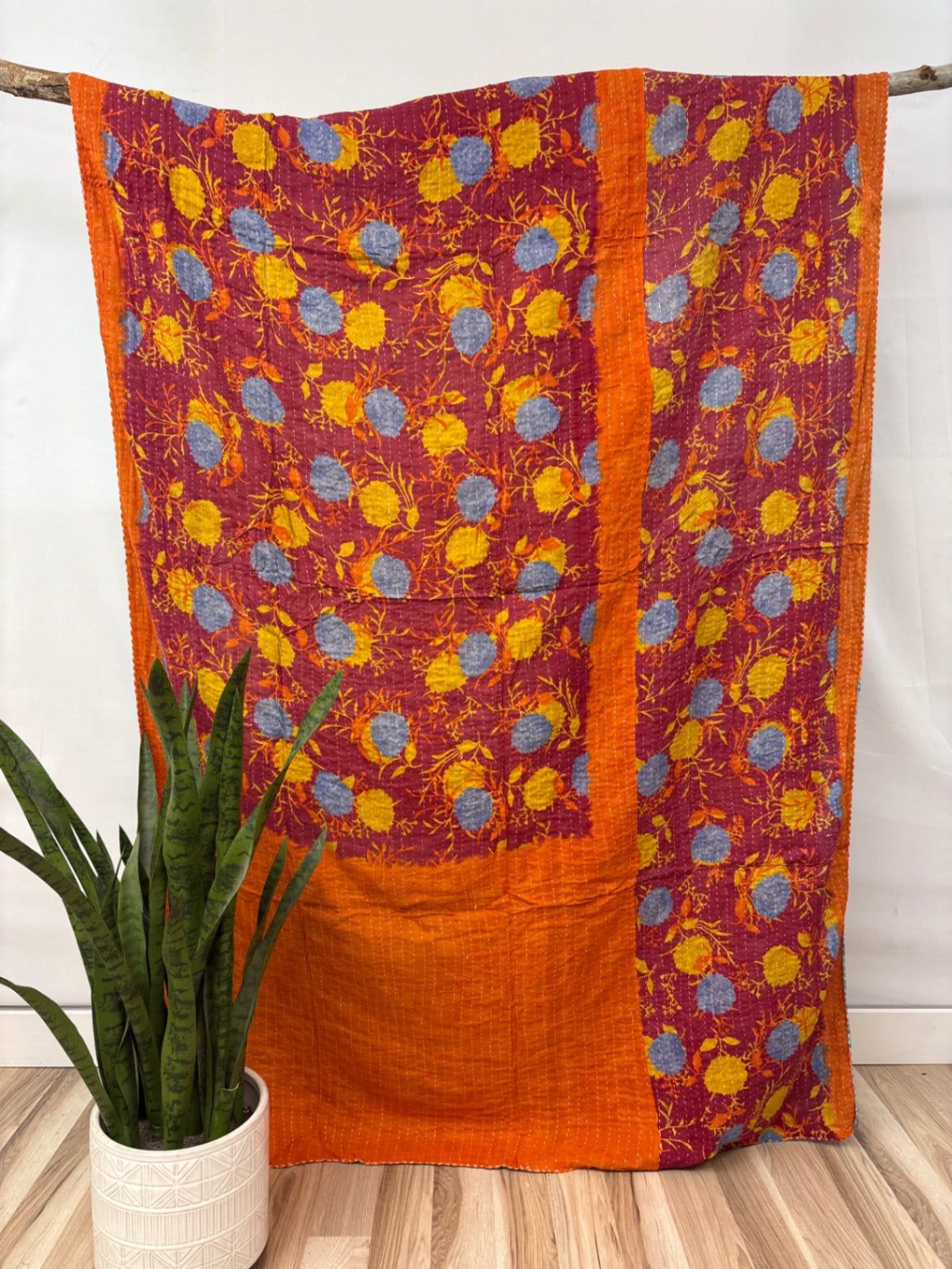Twin Vintage Cotton Kantha Quilt