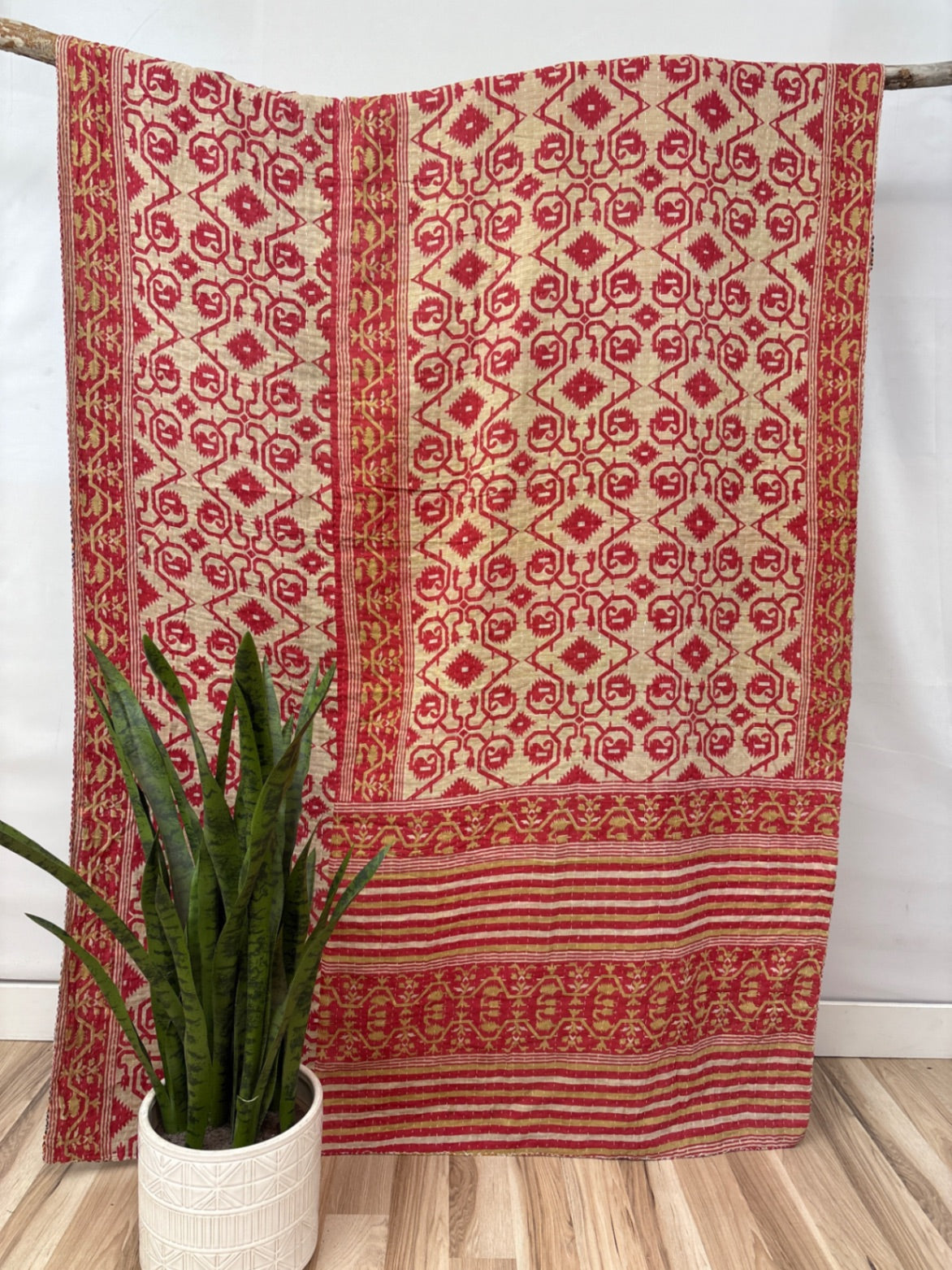 Twin Vintage Cotton Kantha Quilt