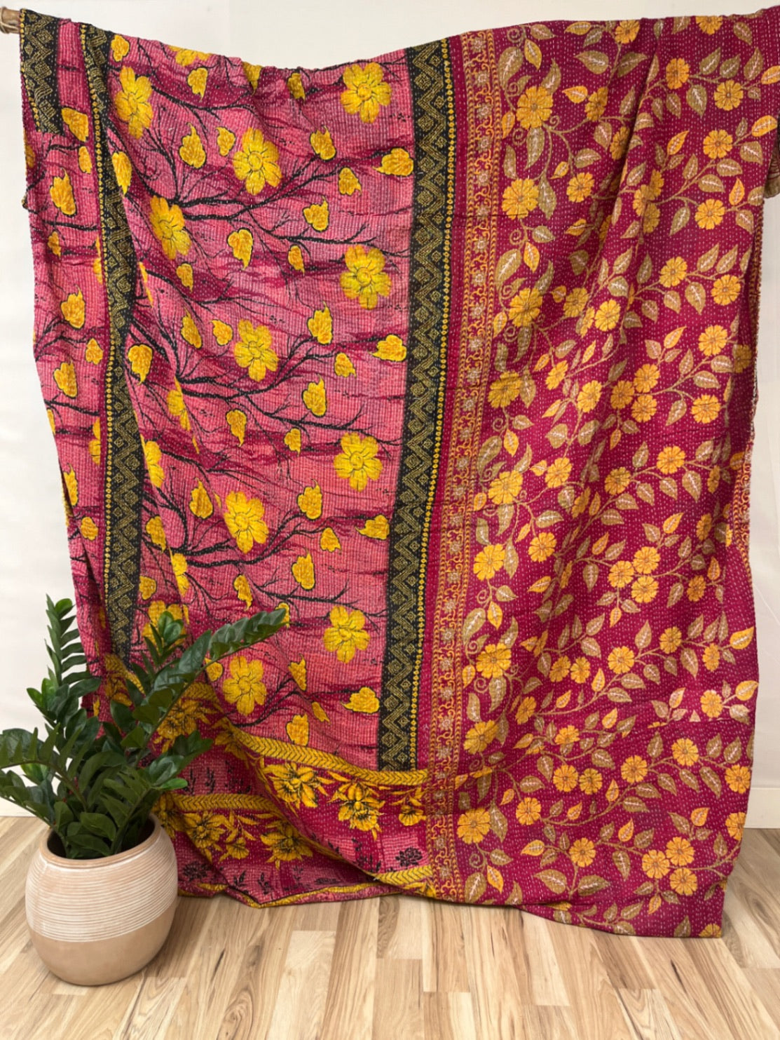 Queen Vintage Cotton Kantha Quilt