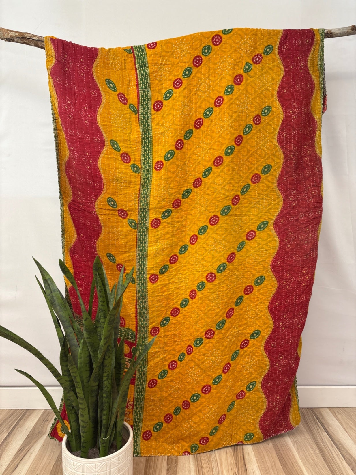 Twin Vintage Cotton Kantha Quilt