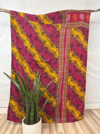 Vintage Cotton Kantha Quilt - Twin