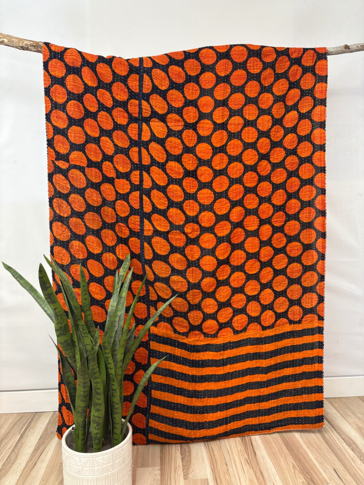Vintage Cotton Kantha Quilt - Twin