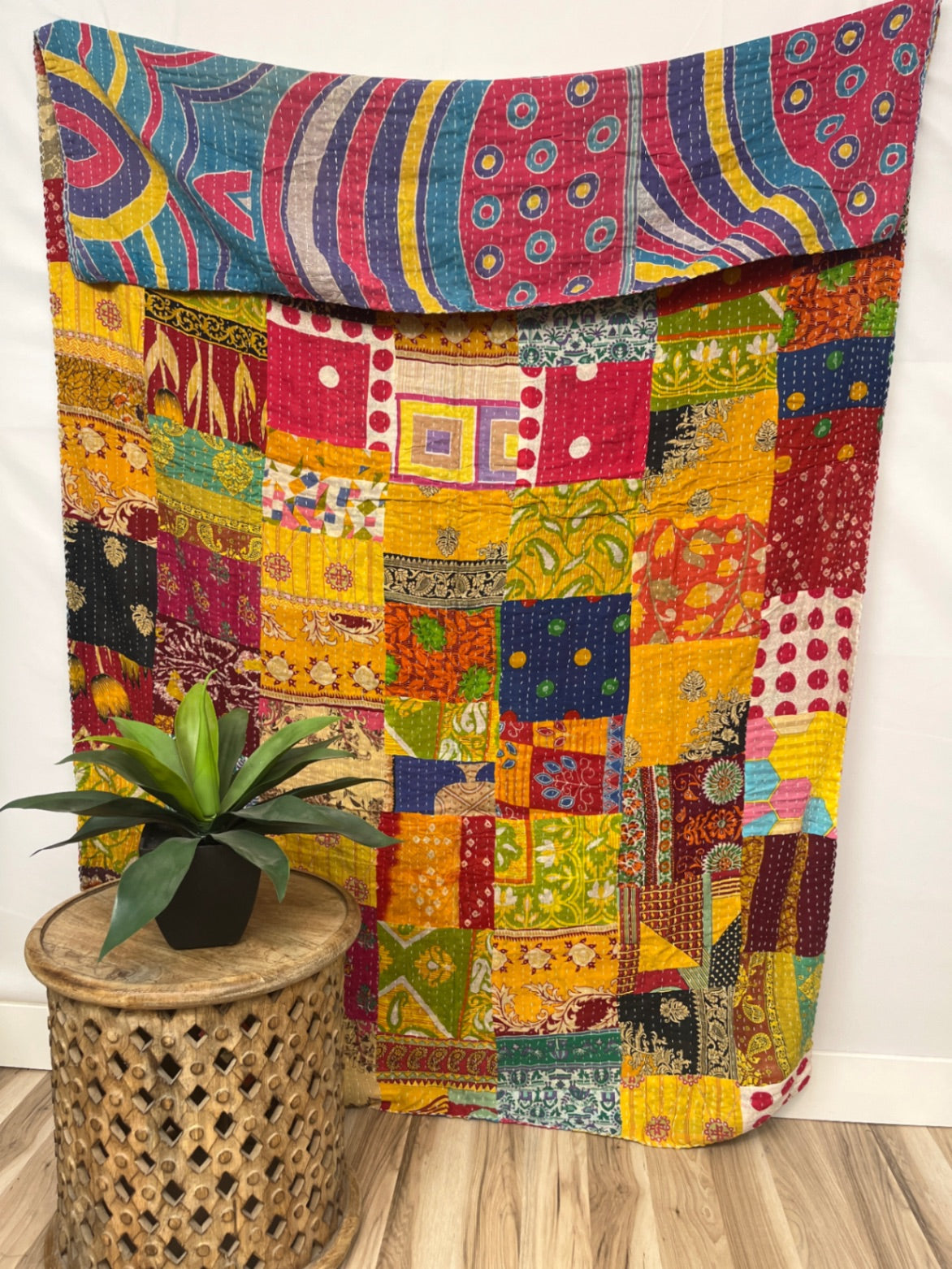 Patchwork Vintage Cotton Kantha Quilt - Twin