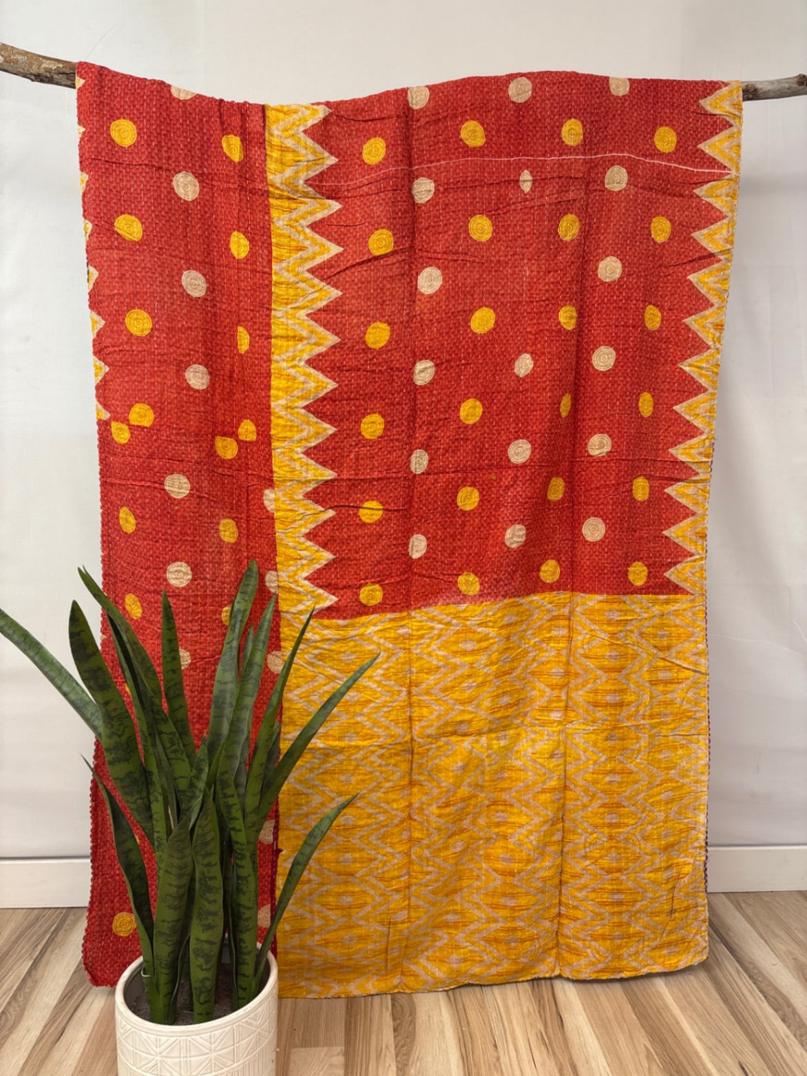 Vintage Cotton Kantha Quilt - Twin