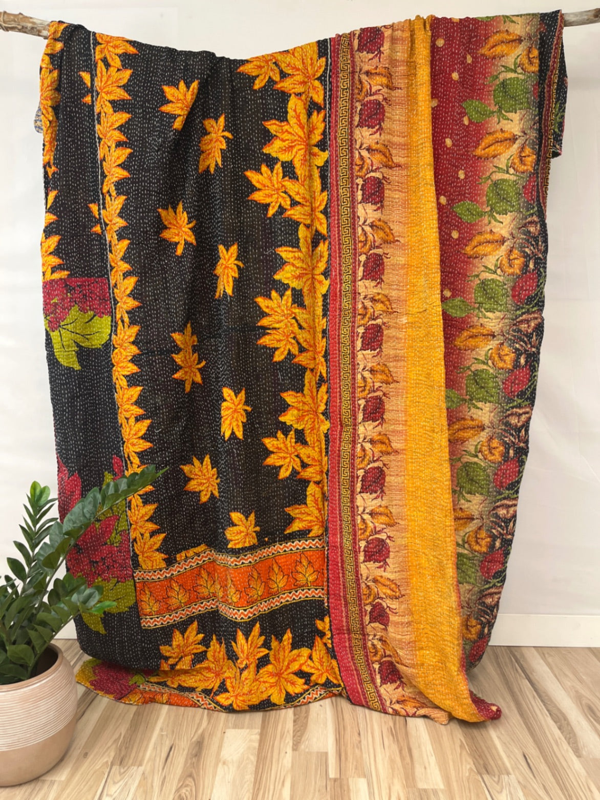 Queen Vintage Cotton Kantha Quilt