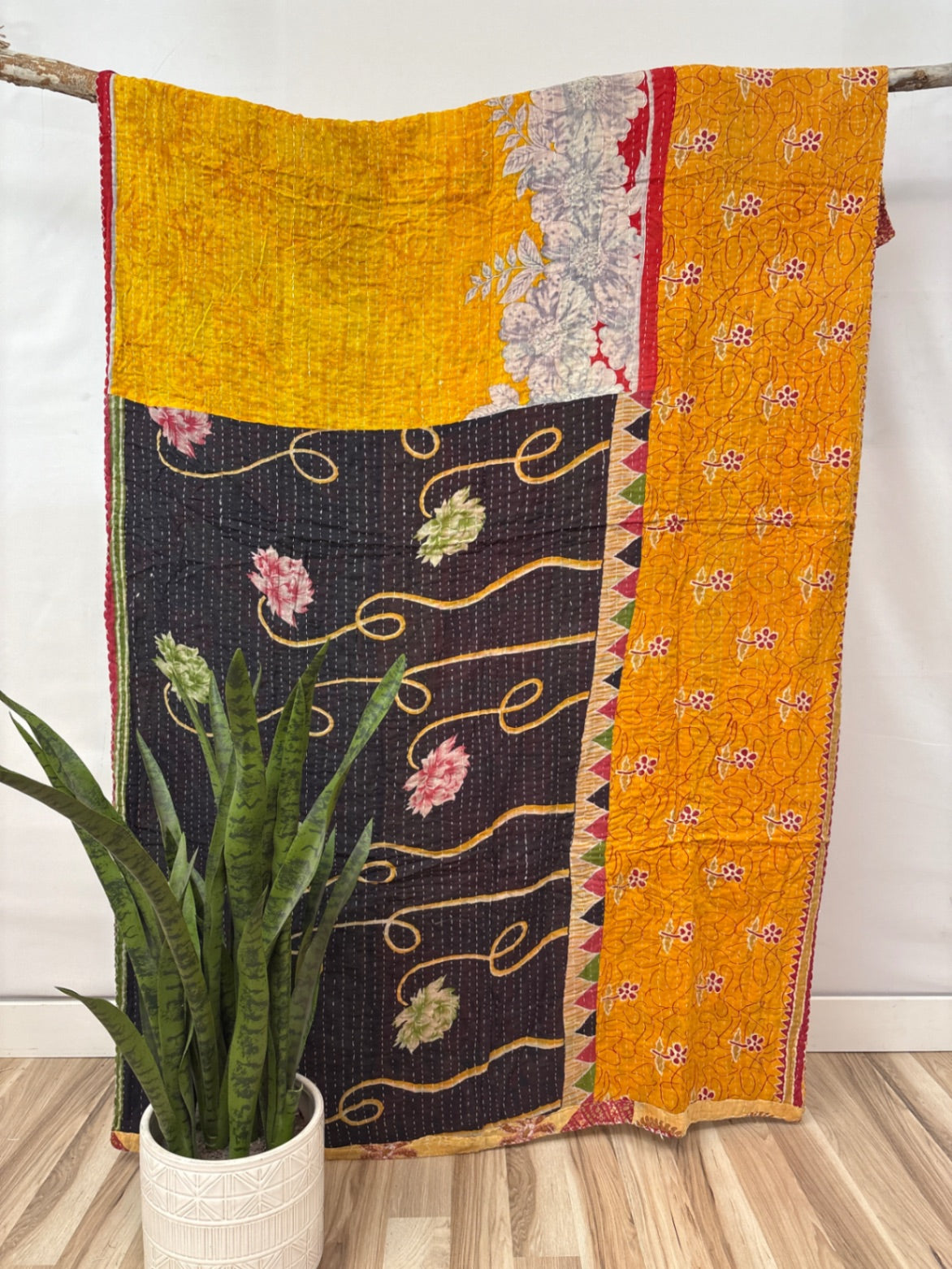 Twin Vintage Cotton Kantha Quilt