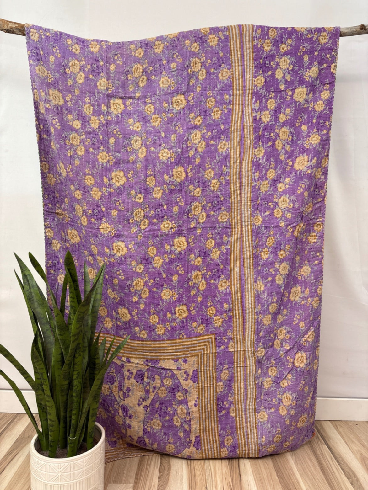 Twin Vintage Cotton Kantha Quilt