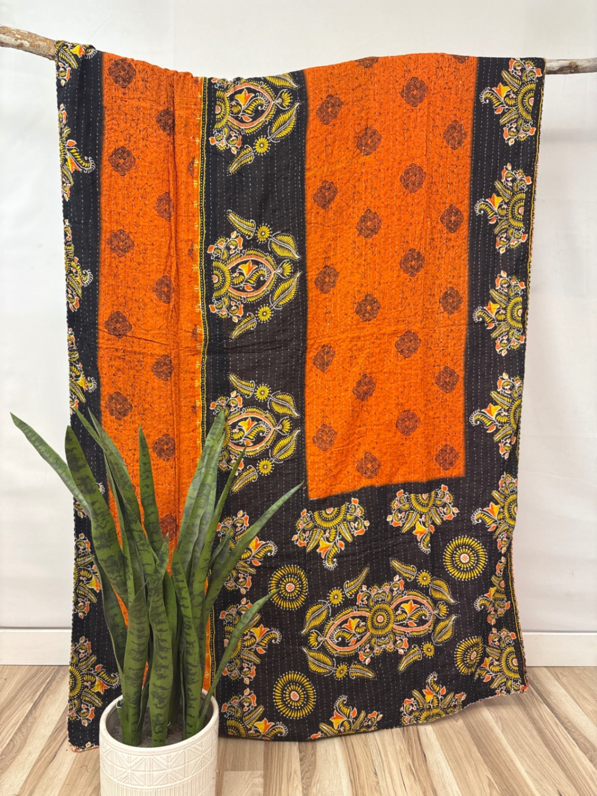 Vintage Cotton Kantha Quilt - Twin