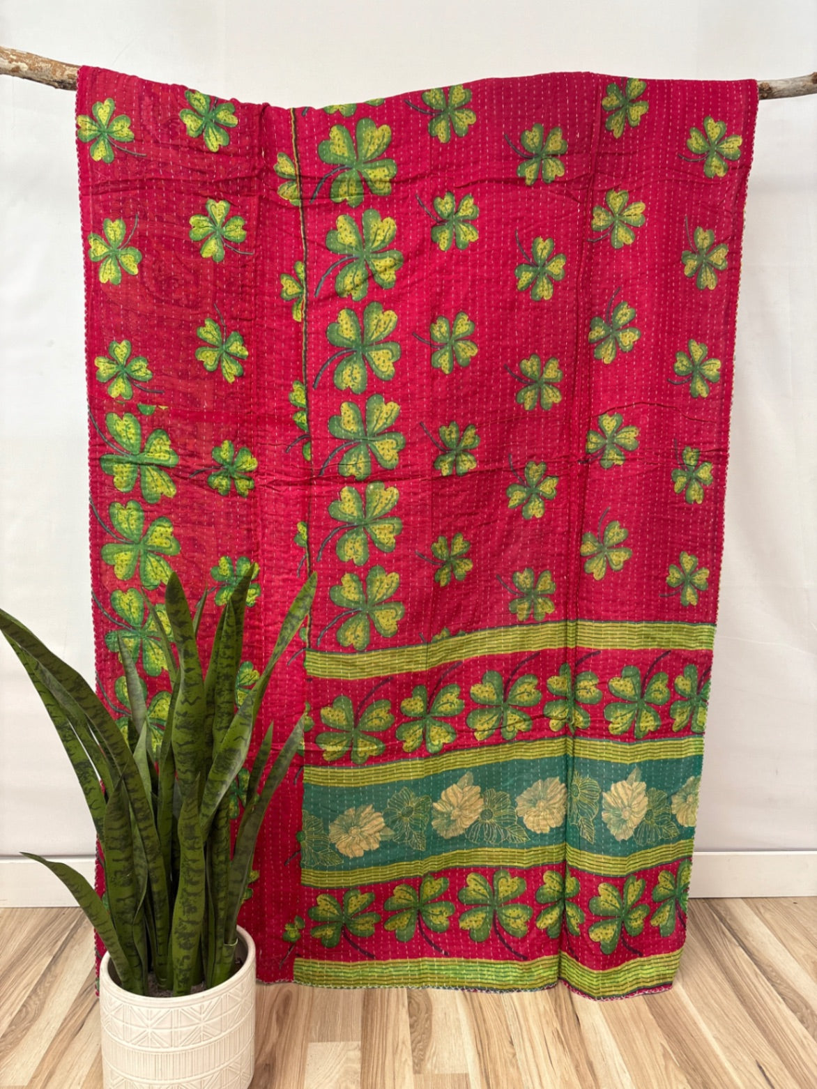 Twin Vintage Cotton Kantha Quilt
