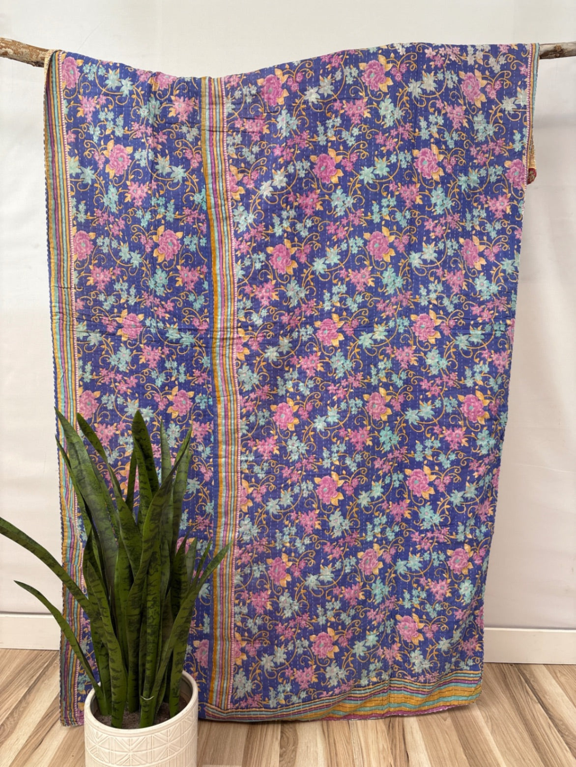 Twin Vintage Cotton Kantha Quilt