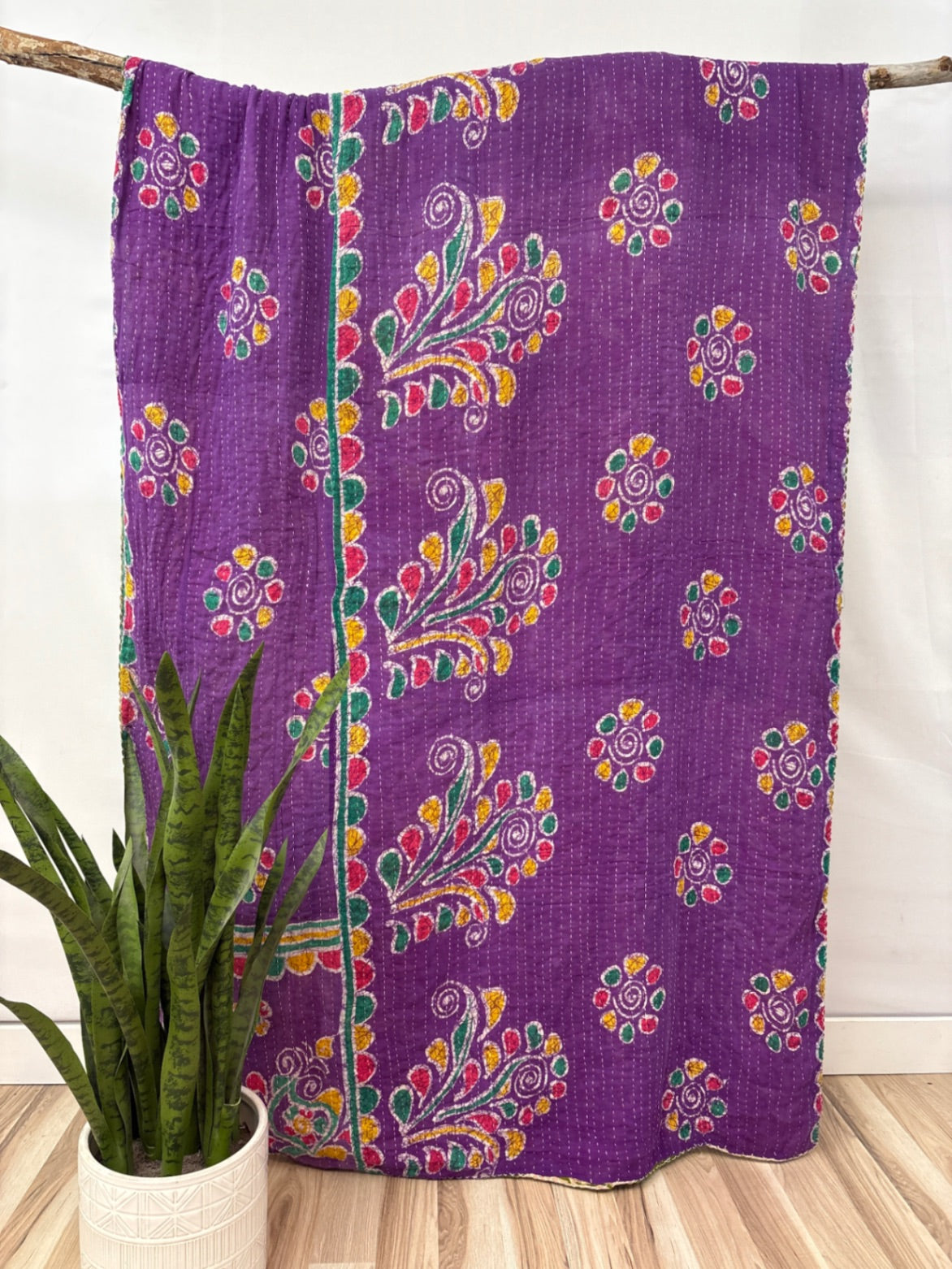 Twin Vintage Cotton Kantha Quilt