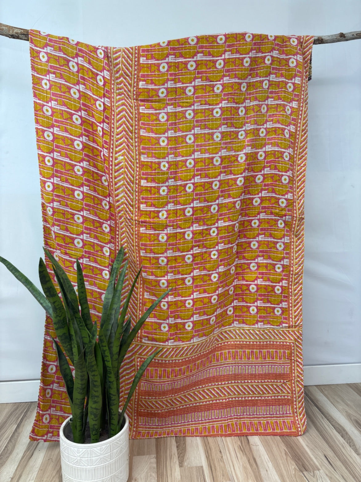 Vintage Cotton Kantha Quilt - Twin