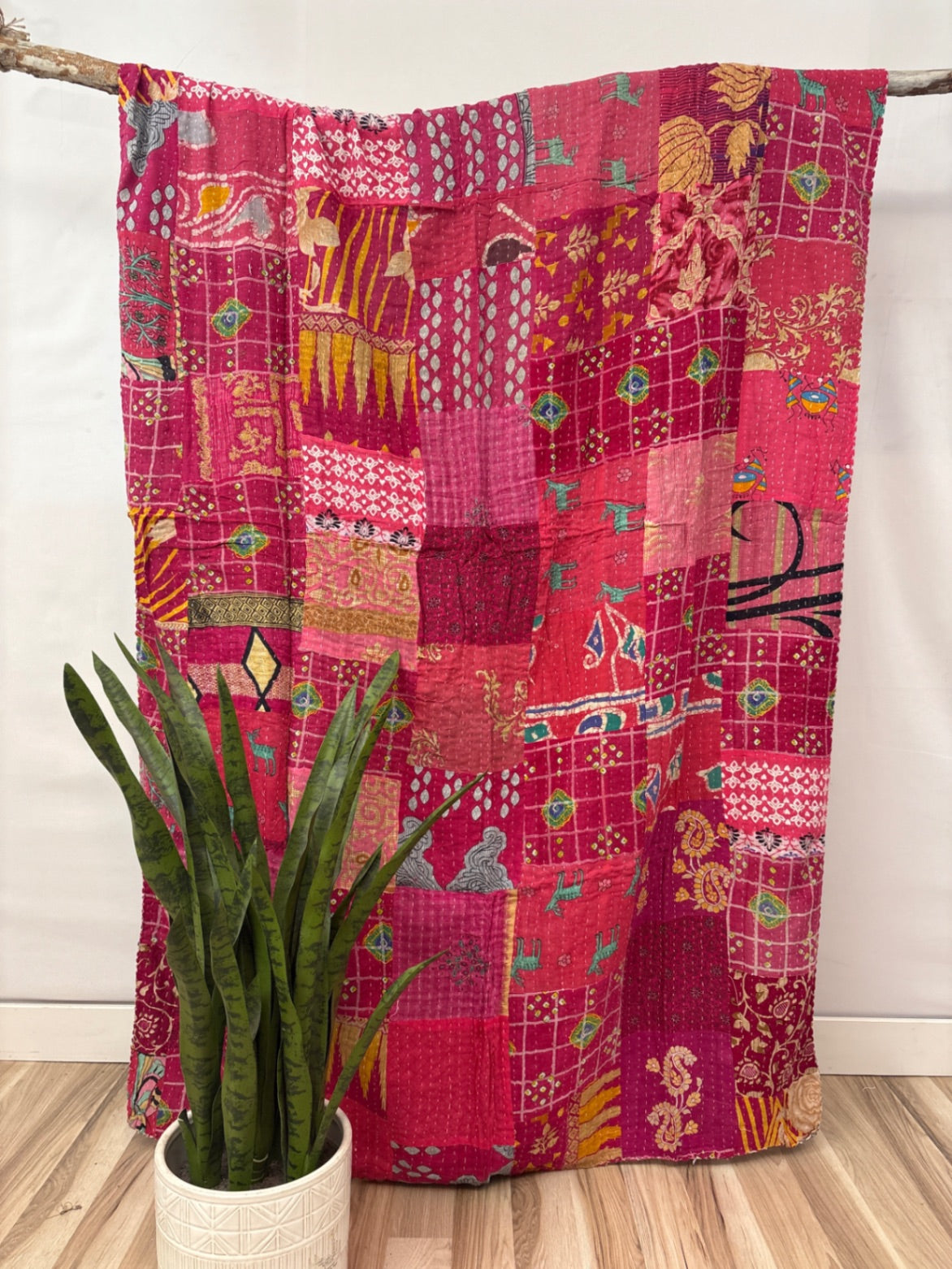 Patchwork Vintage Cotton Kantha Quilt - Twin
