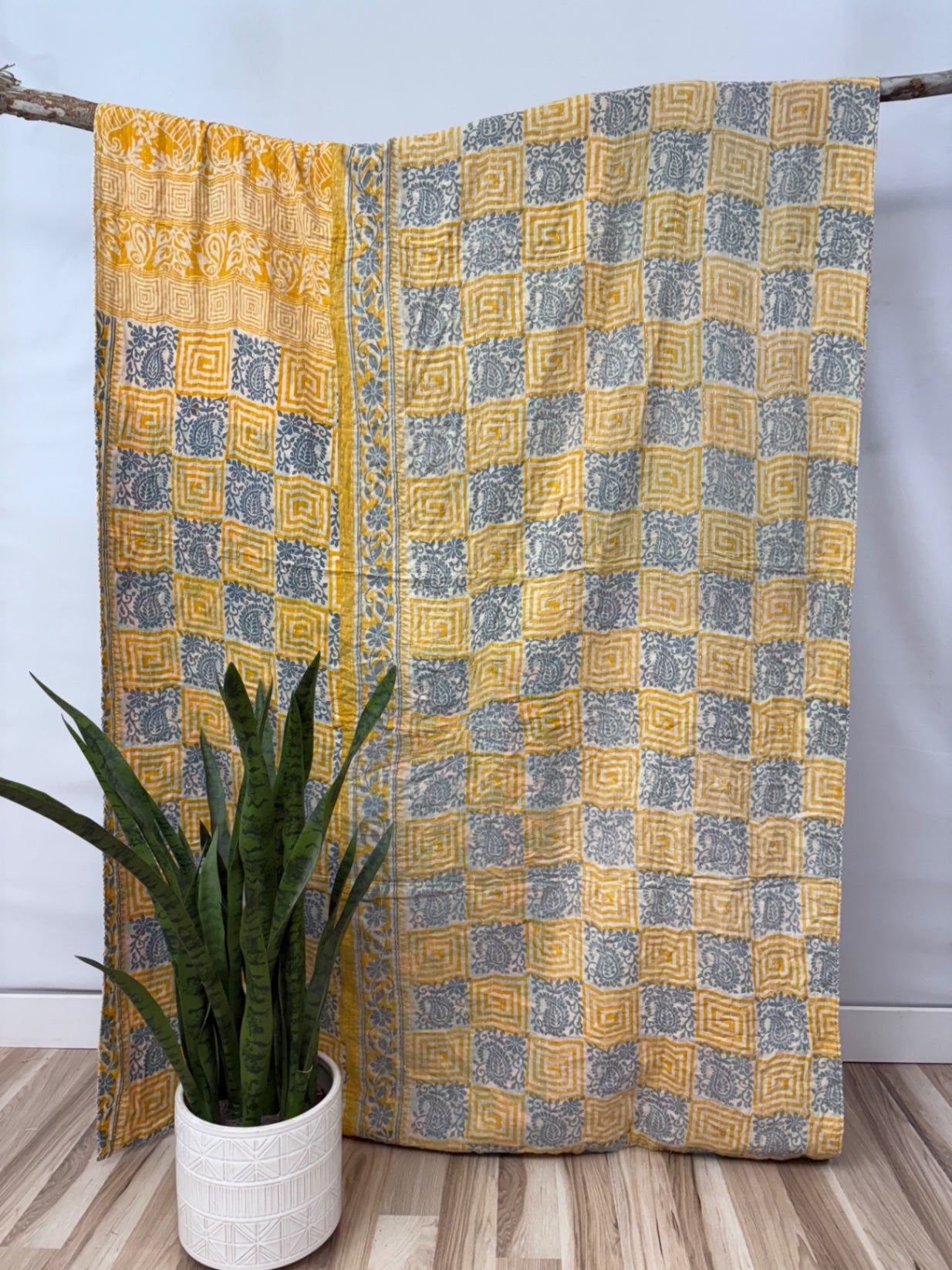 Twin Vintage Cotton Kantha Quilt
