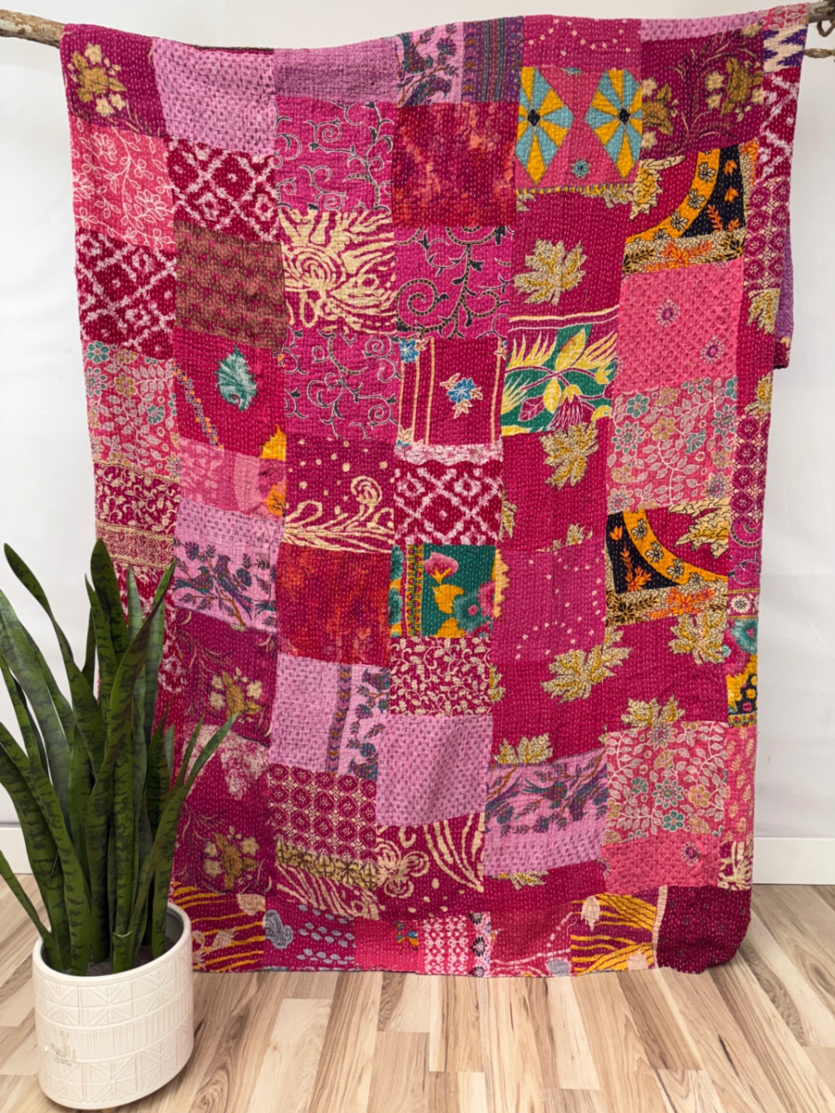 Patchwork Cotton Kantha Quilt King
