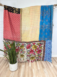 Queen Vintage Cotton Kantha Quilt