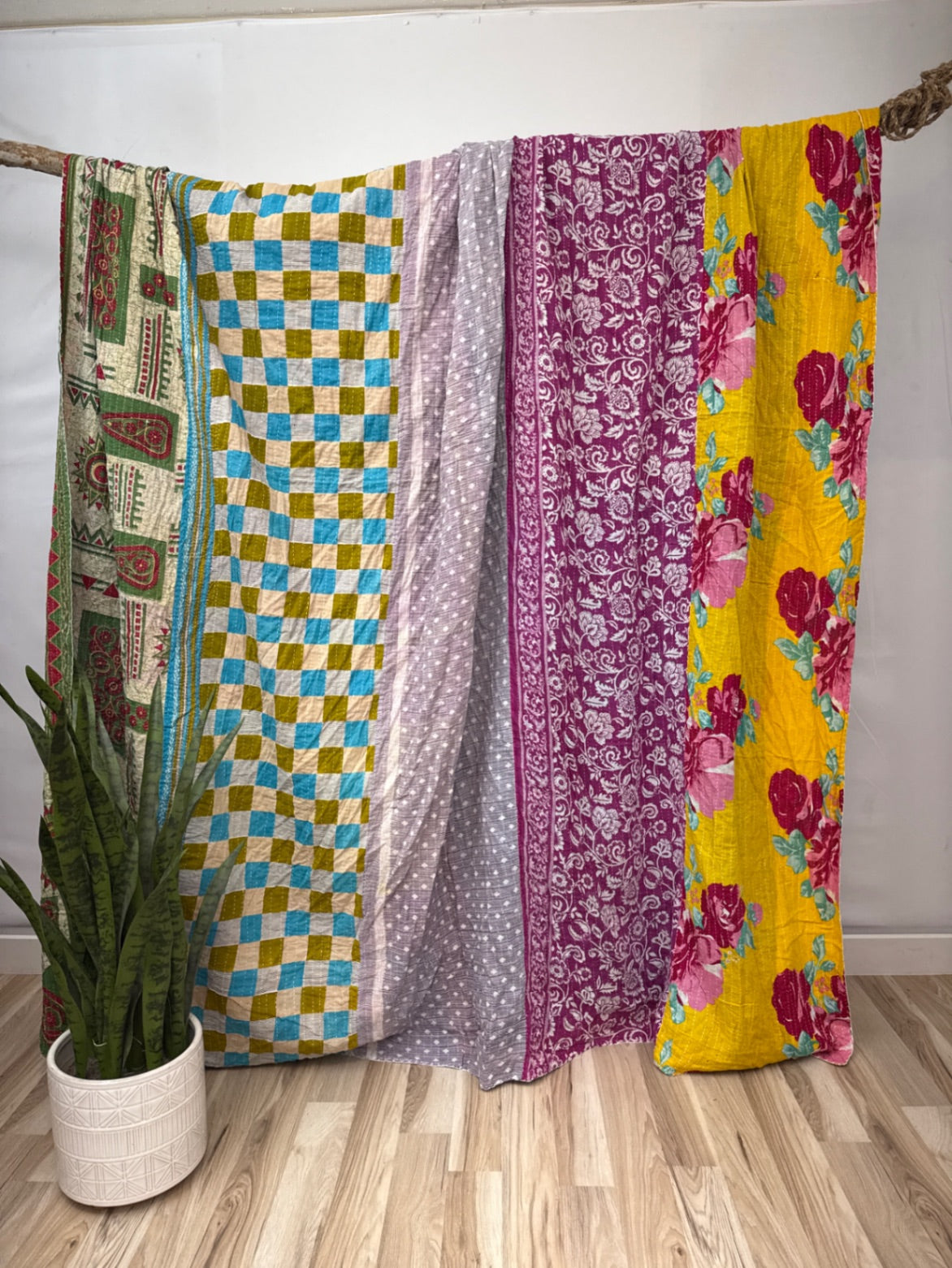 King Vintage Cotton Kantha Quilt