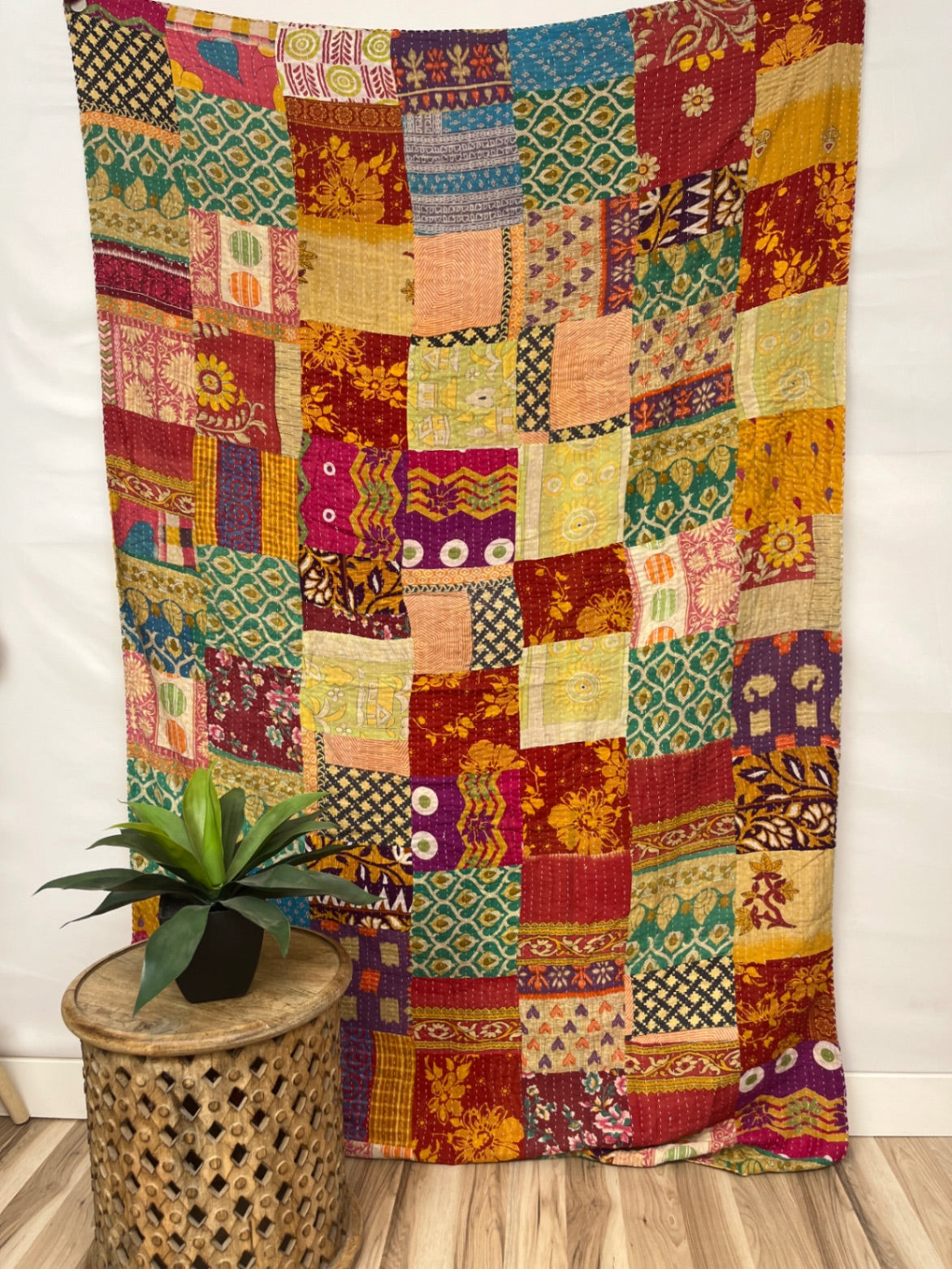 Patchwork Vintage Cotton Kantha Quilt - Twin