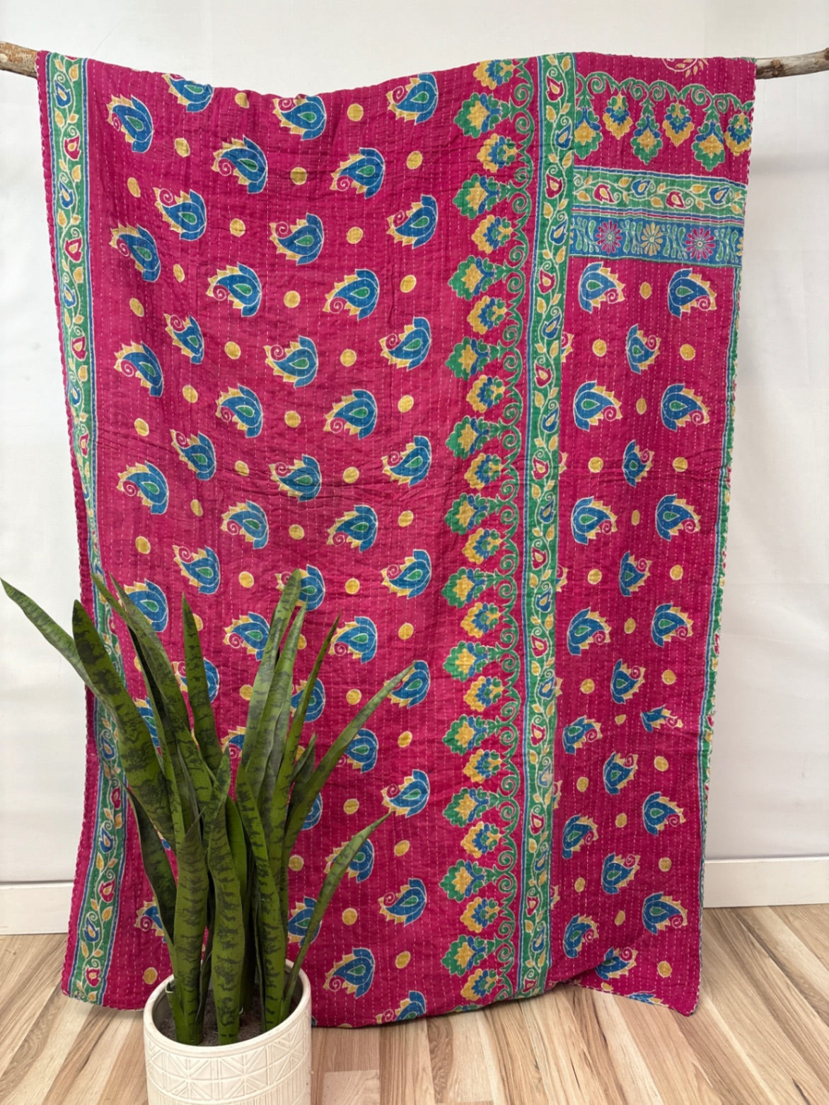 Vintage Cotton Kantha Quilt - Twin