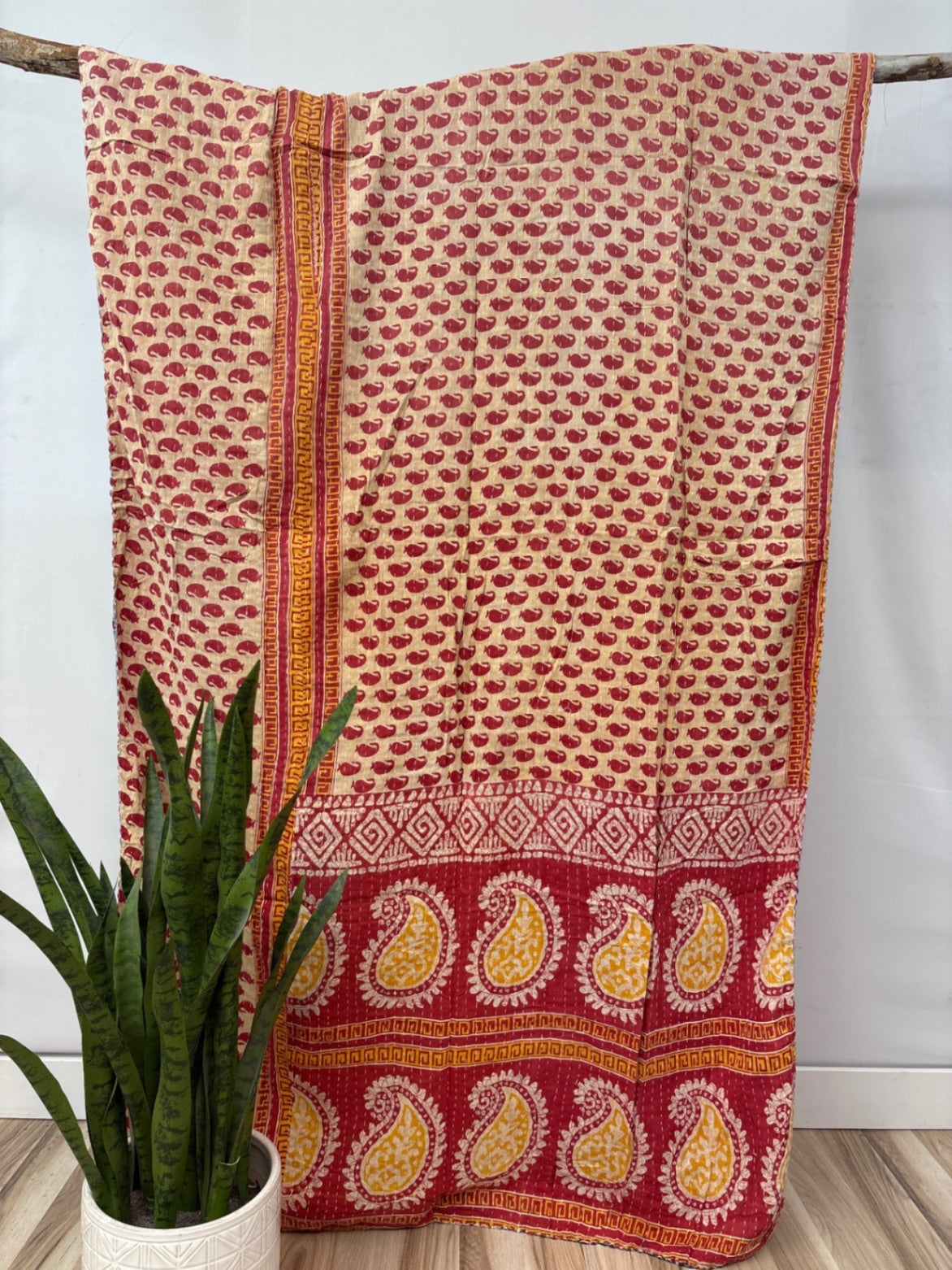 Twin Vintage Cotton Kantha Quilt