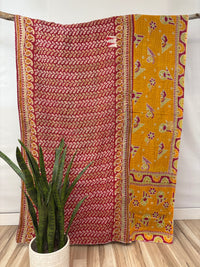 Vintage Cotton Kantha Quilt - Twin