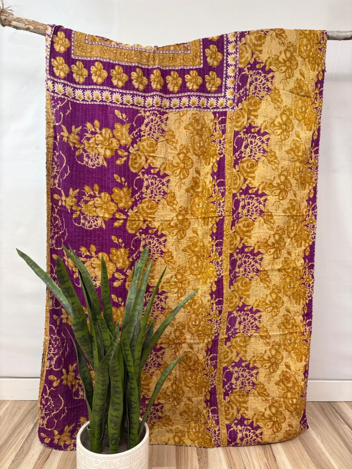 Vintage Cotton Kantha Quilt - Twin