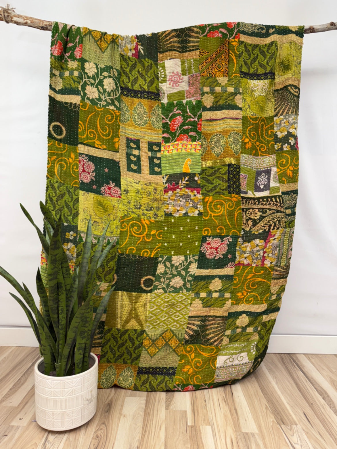 Patchwork Vintage Cotton Kantha Quilt - Twin