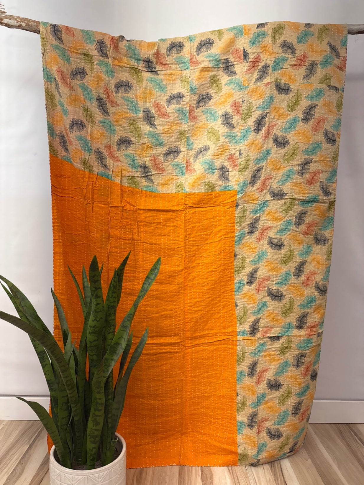 Twin Vintage Cotton Kantha Quilt