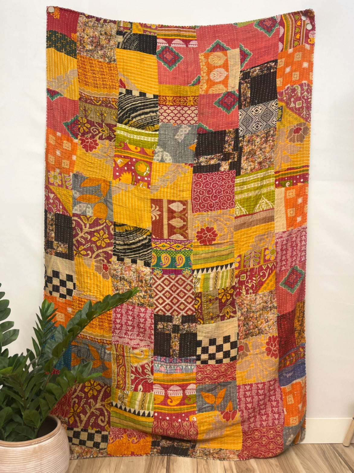 Patchwork Vintage Cotton Kantha Quilt - Twin