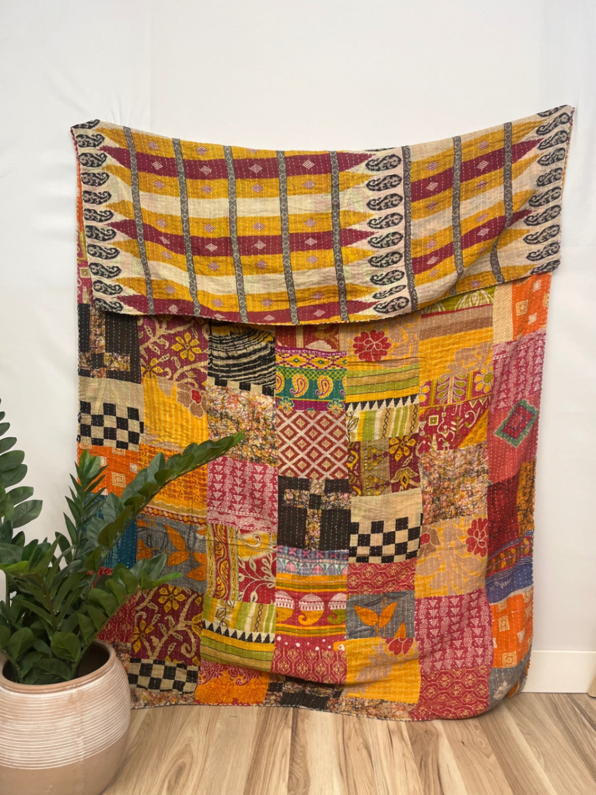 Patchwork Vintage Cotton Kantha Quilt - Twin