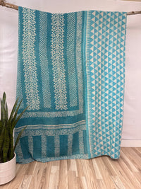 Patchwork Vintage Cotton Kantha Quilt - Queen