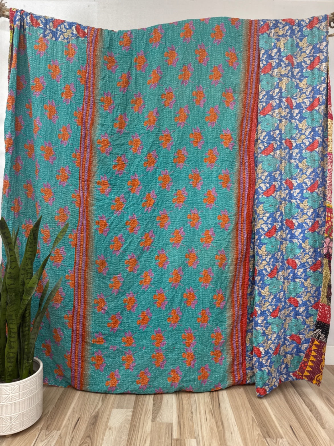 Patchwork Cotton Kantha Quilt King