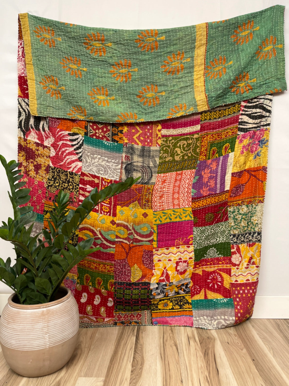 Patchwork Vintage Cotton Kantha Quilt - Twin