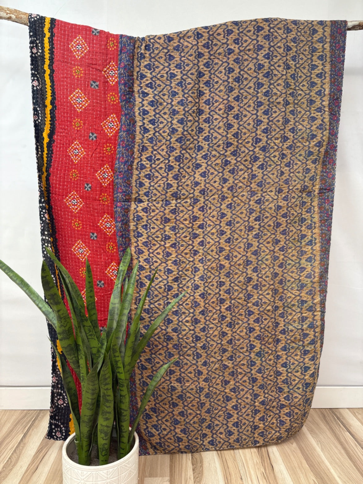 Vintage Cotton Kantha Quilt - Twin