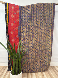 Vintage Cotton Kantha Quilt - Twin