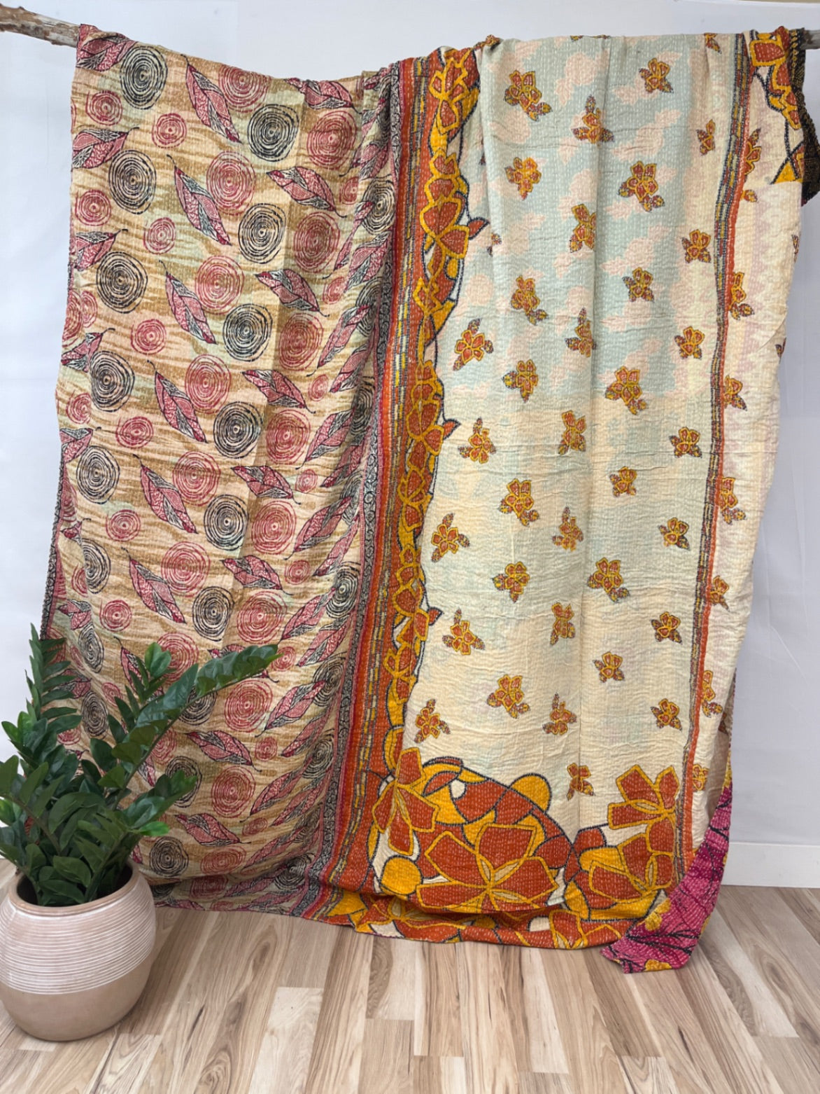 Queen Vintage Cotton Kantha Quilt