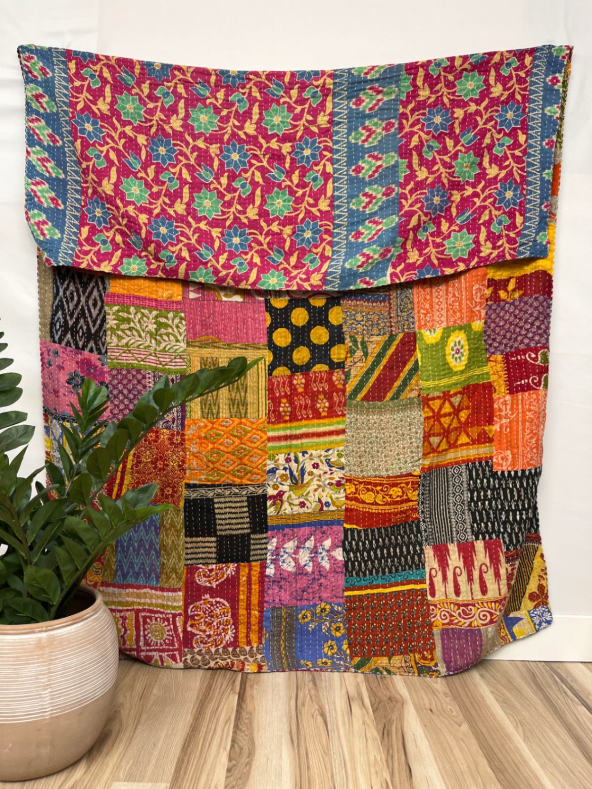 Patchwork Vintage Cotton Kantha Quilt - Twin