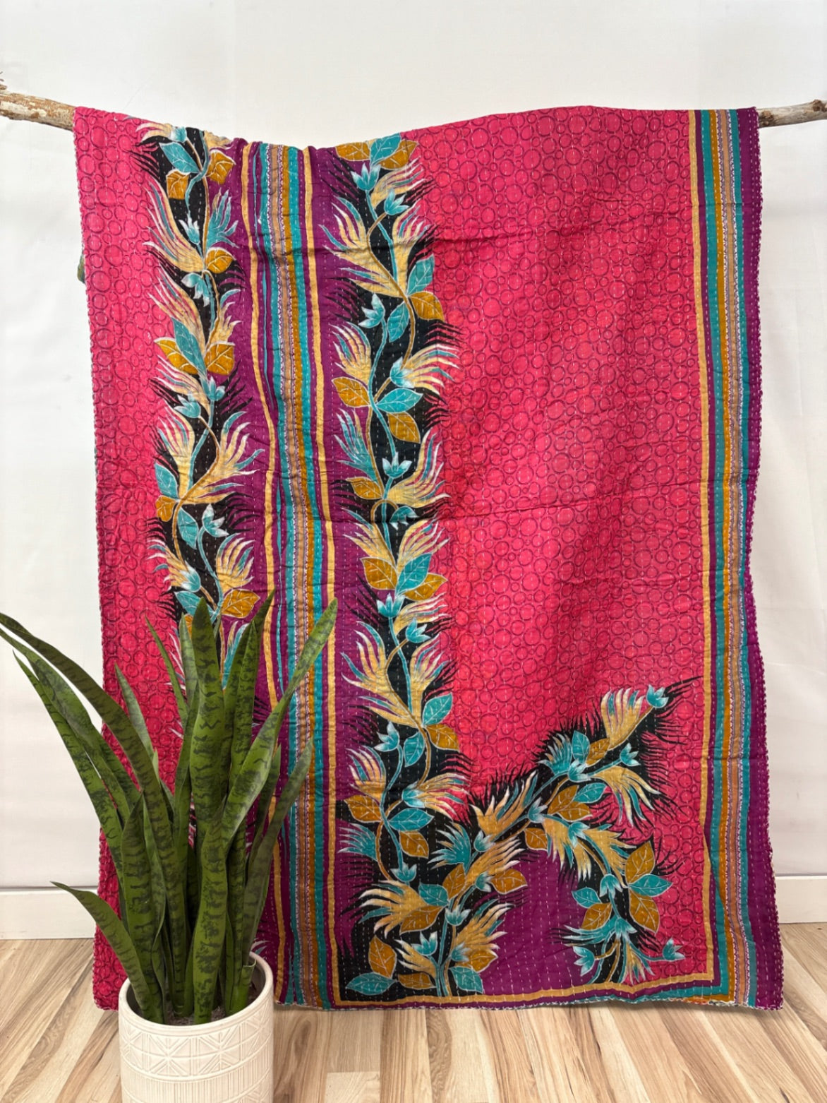Twin Vintage Cotton Kantha Quilt