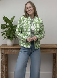 Jade Blossoms Quilted Jacket