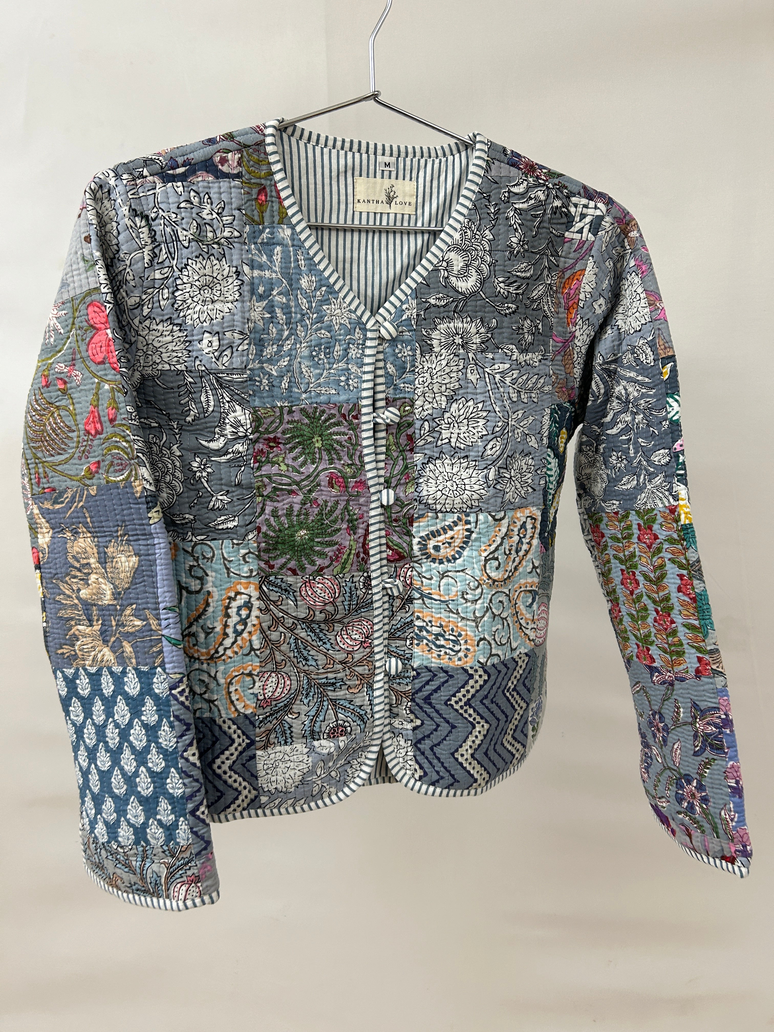 Grey Patchwork Quilted Jacket