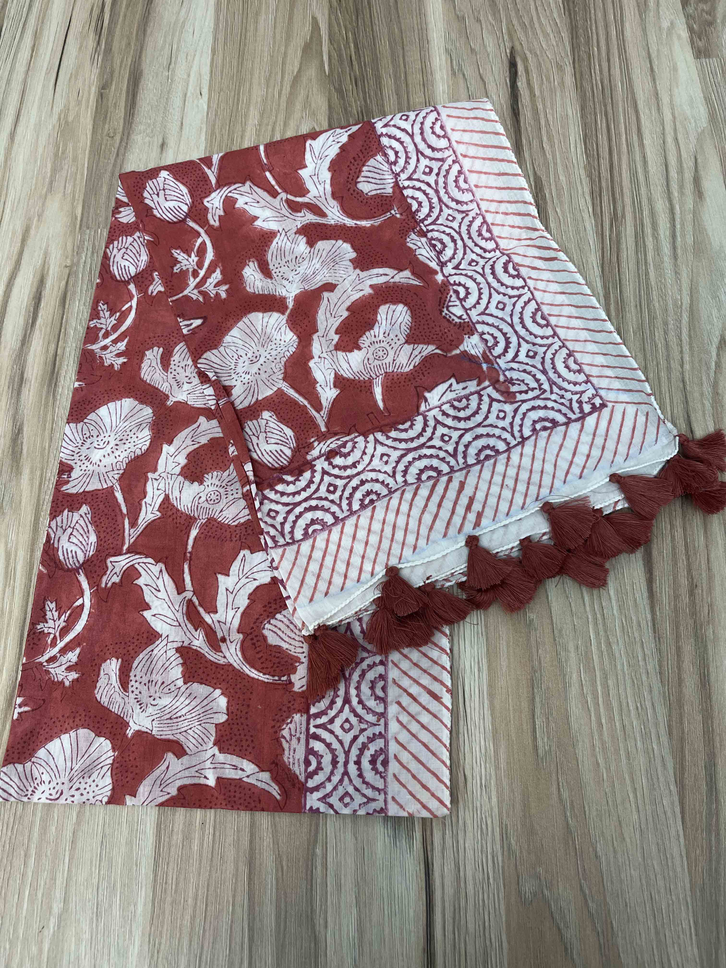 Block Print Scarf w/Tassles