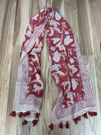 Block Print Scarf w/Tassles