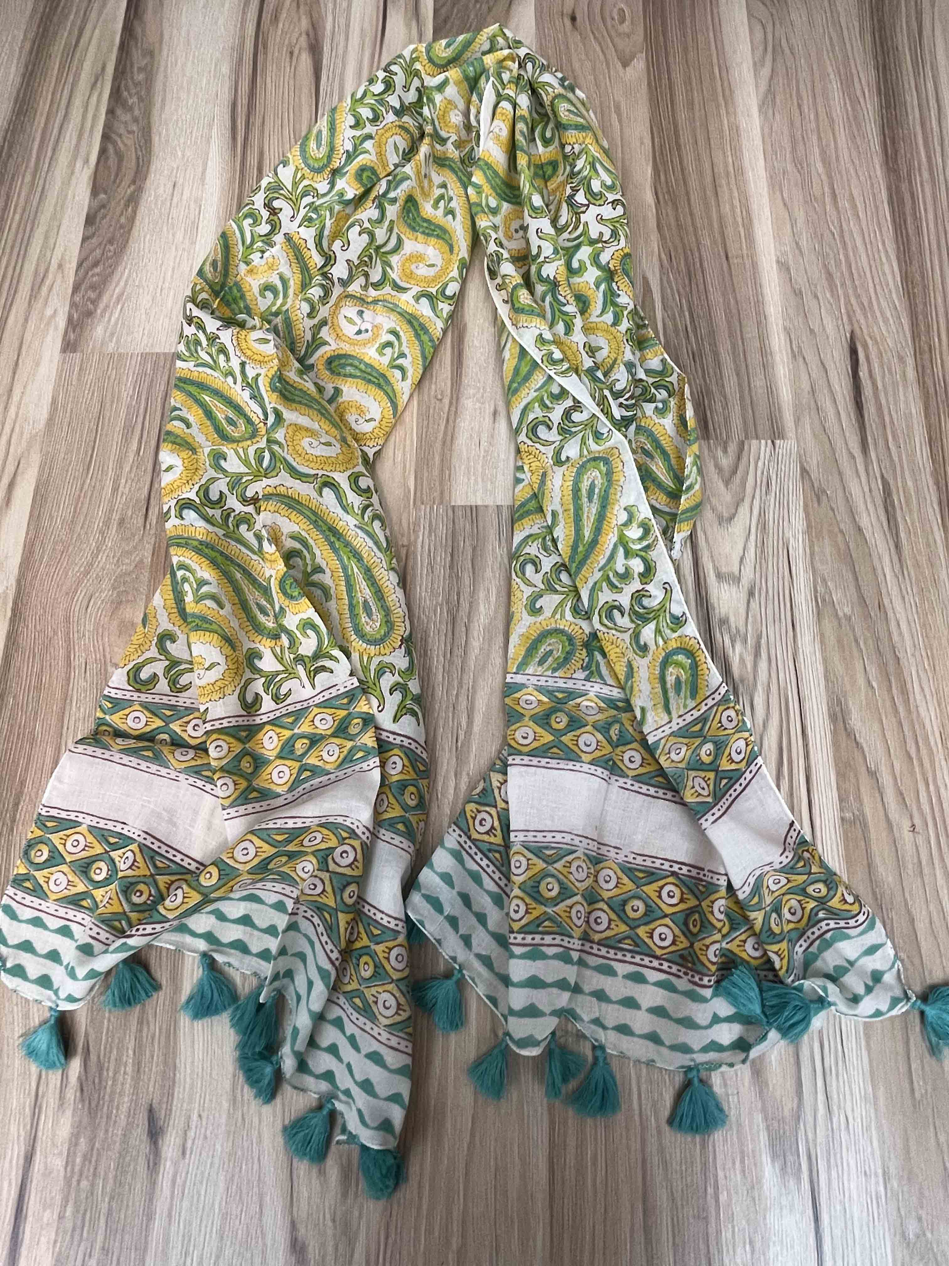 Block Print Scarf w/Tassles