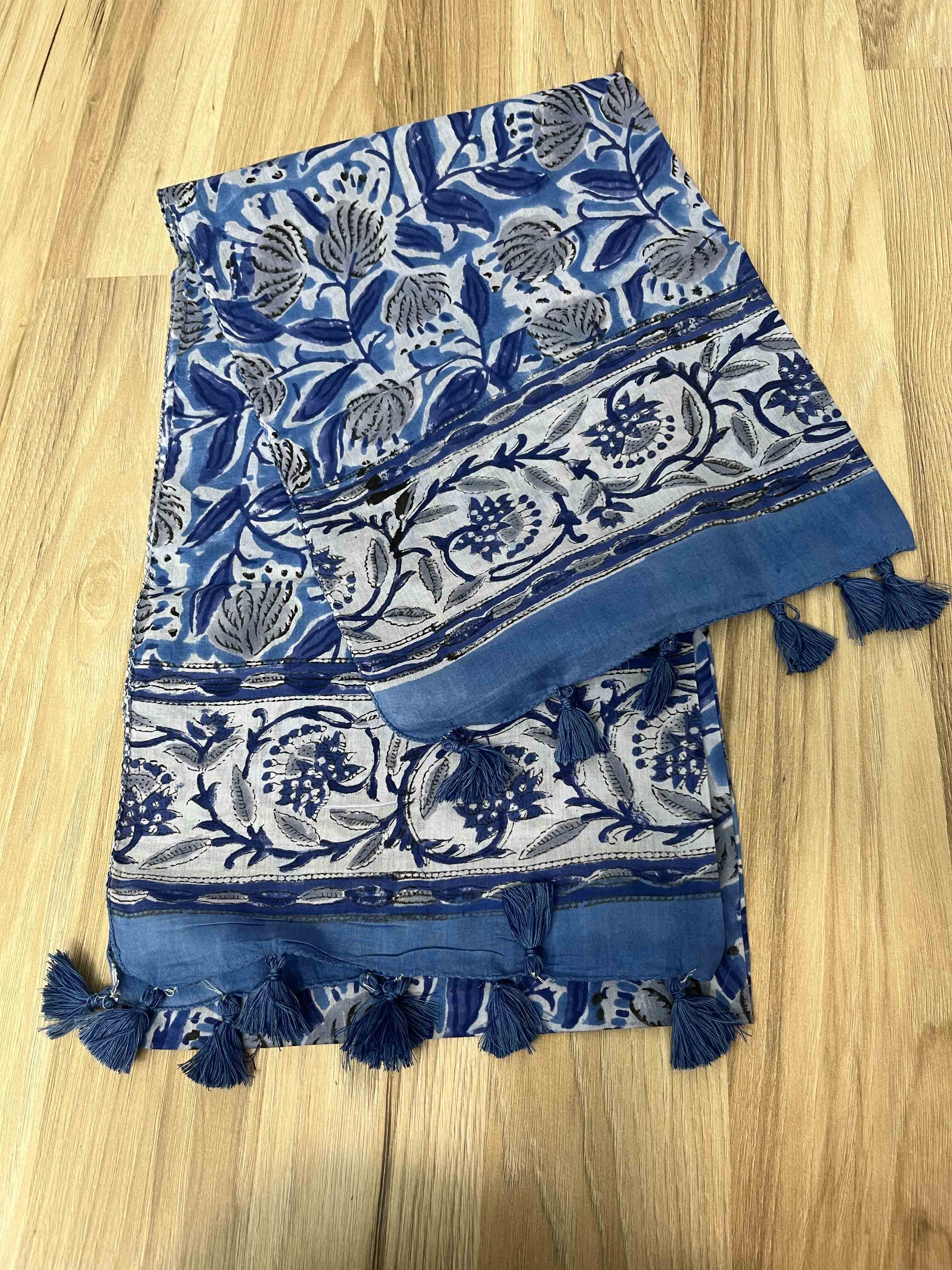 Block Print Scarf w/Tassles